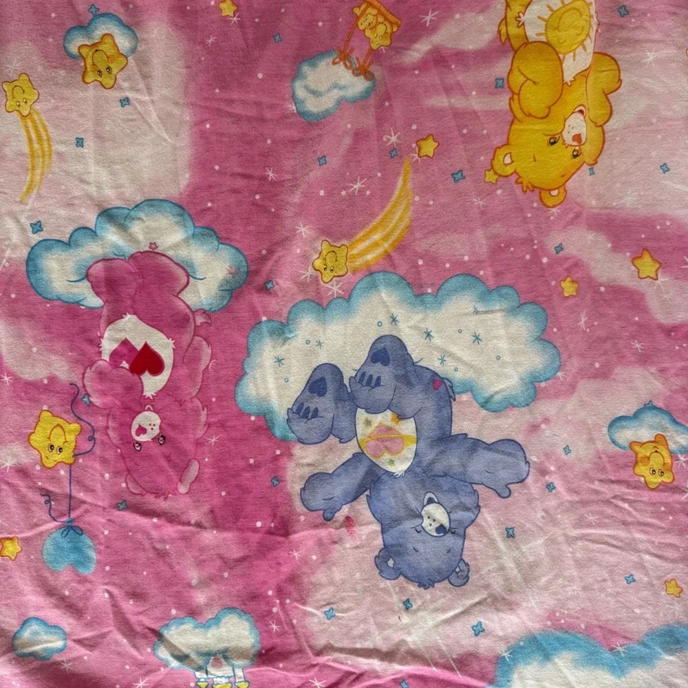 3pc Vintage Care Bears Twin Sheets 2 Flat 1 Fitted Pink Franco Rainbow